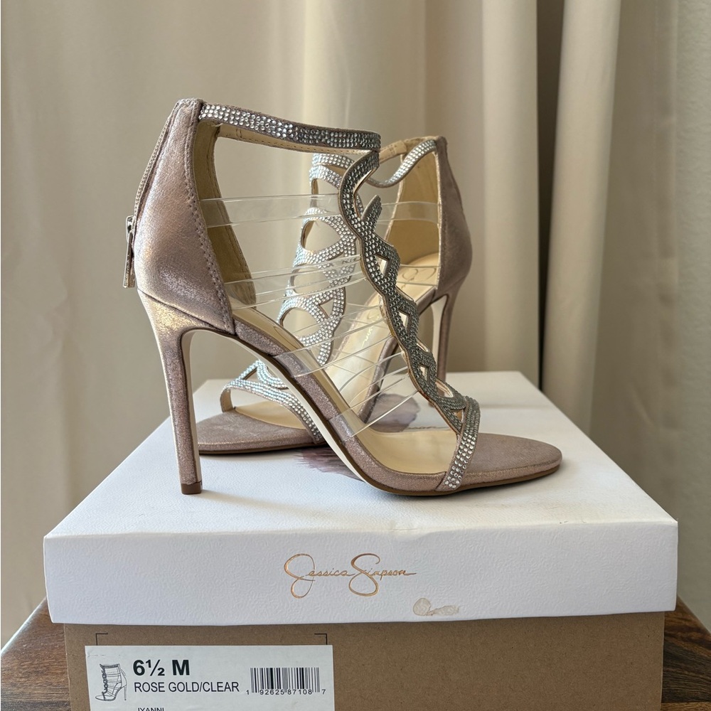 Jessica Simpson Metallic Rose Heels